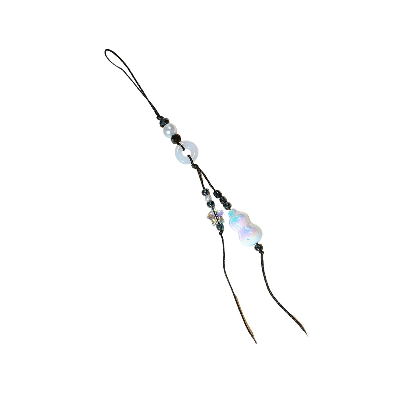 

Handmade Lucky Gourd Charm Acrylic Bead Keychain for Phone Comfortable Braided Cord Key Chain Women Bag Decorations чёрный