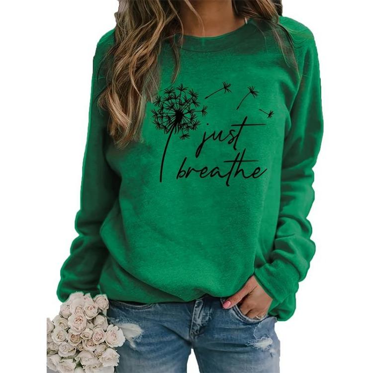 Women Casual Crew Neck Long Sleeve Pullover Top Sweatshirt Hoodies Female Clothing Y2K Dandelion 3D Print Autumn Winter