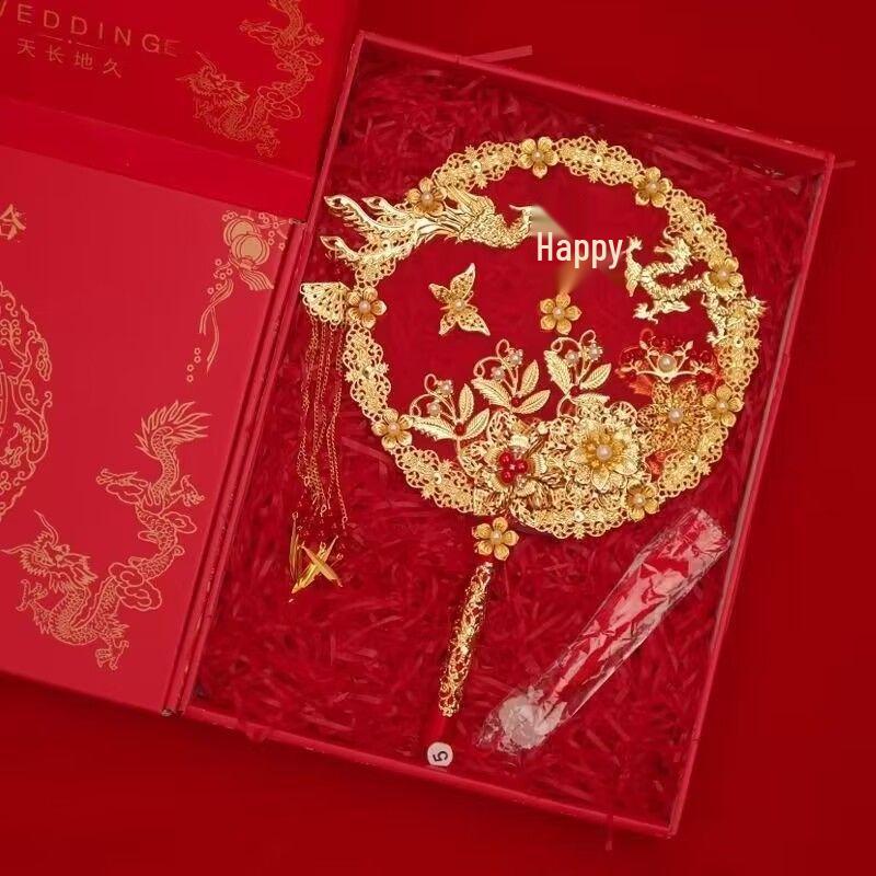 Handmade Chinese Xiuhe Style Wedding Bouquet Fan