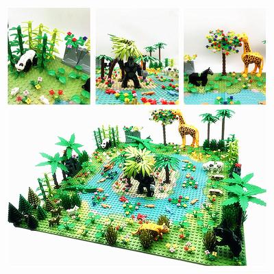 MOC RainForest Animals Jungle Building Blocks Toys Bush Flower Tree Plants Construction Blocks Compatible City Baseplate Bricks