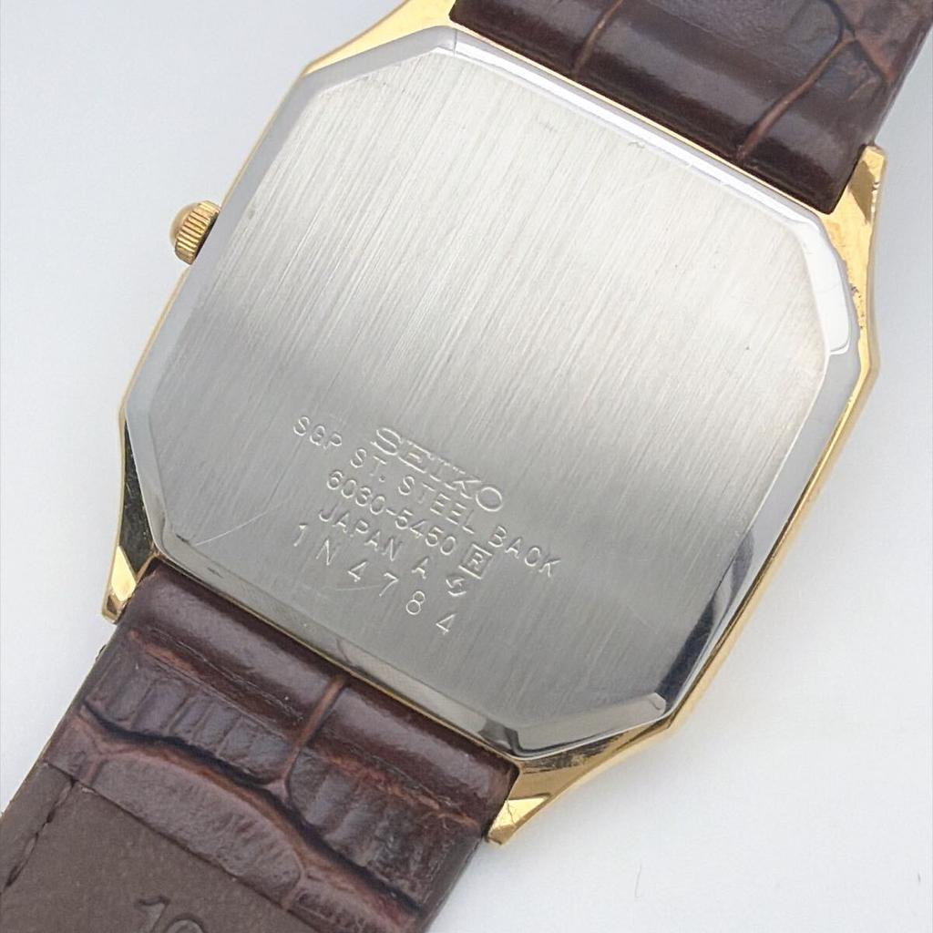 SEIKO Vintage Pătrat Octogonal Carcasă Cadran Auriu Ceas de Gală Mecanism Quartz Bărbați
