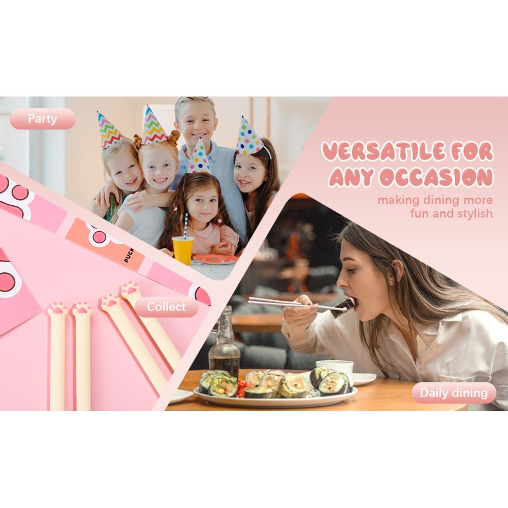 High-quality Cute Cat Pink Paw Chopsticks Non-Slip Reusable Cat Paw Chopsticks Cooking Tools Durable Food Clip Gift