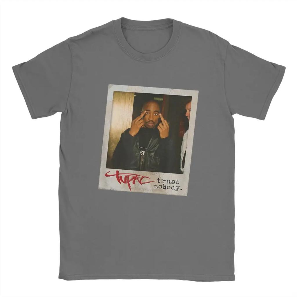 Men T-Shirts T-Tupac Trust Nobody Photo Humorous Pure Cotton Tees Short Sleeve 2pac Hip Hop Y2K Harajuku T Shirts O Neck Gift