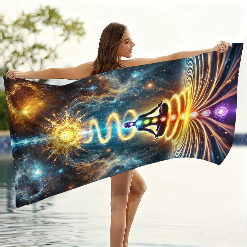 Asciugamano da Spiaggia Yoga Sette Chakra Coltivazione Interiore Asciugatura Rapida Adatto per Yoga in Spiaggia Piscina Palestra Asciugamano Sportivo Asciugamano Senza Sabbia