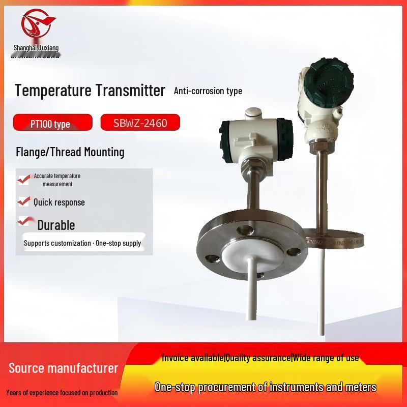 SBWZ-2460/440F Digital Display Anti-Corrosion PT100 PTFE Thermocouple Flange Temperature Transmitter