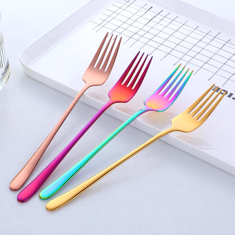Korean Style 304 Stainless Steel Long Handle Fork - Ideal for Steak, Salad, and Western Tableware in Restaurants or Homes