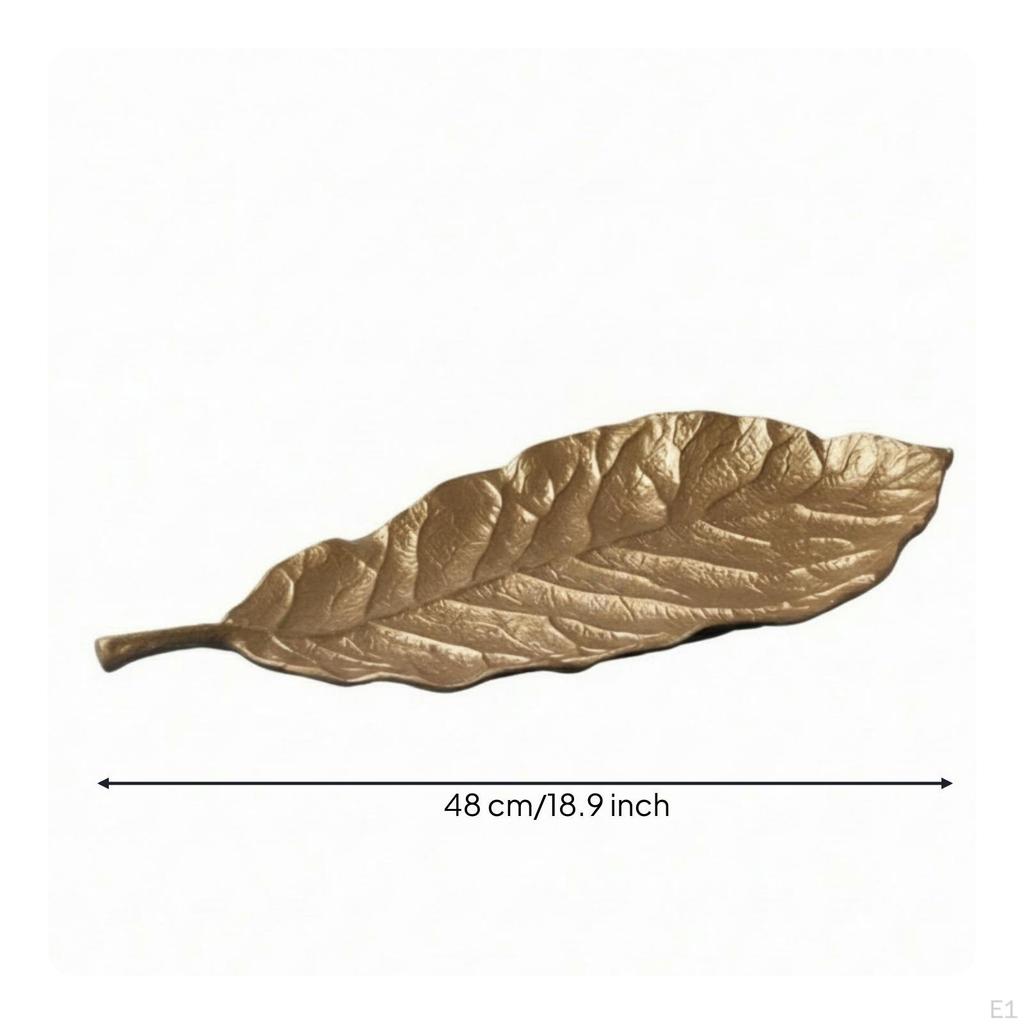 Leaf Tray Cast Aluminum Metal Dish Textured Decorative Catchall for Coffee Table,