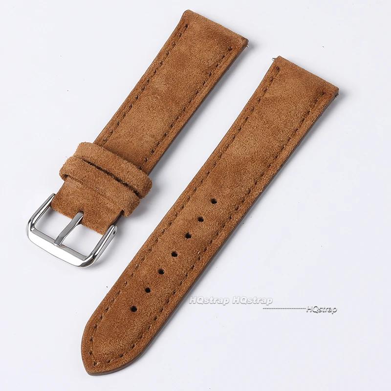 Vintage Suede Leather Watch Strap 18mm 19mm 20mm 21mm 22mm 24mm Brown Grey Handmade Watchband Universal Replacement Wristband