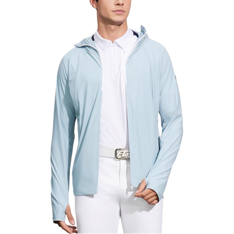 FILA Golf Series Solid Color Knitted Hooded Long Sleeve Jacket Men Jackets Misty-Green A11M425508F-QT