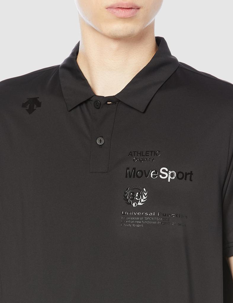 Move Sports Short Sleeve Polo UV Medium Men's Shirt, Sunscreen, Moisture-Wicking, Quick-Drying, Stretch, Protection, Training, Golf, DMMTJA73, Black,