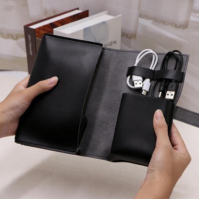 PU Leather Multi-Compartment Organizer-Portable Tech School Accessories Case For Cables,Chargers,Pens-Durable Travel Storage