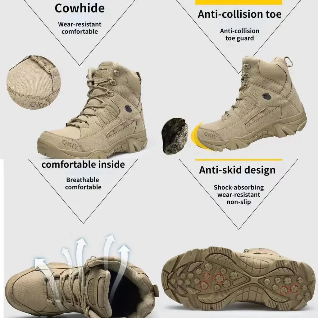 Men  Boots Outdoor Waterproof Cow Suede Work Men Ankle Boots Hiking Safety Shoes Mens Athletic Shoes