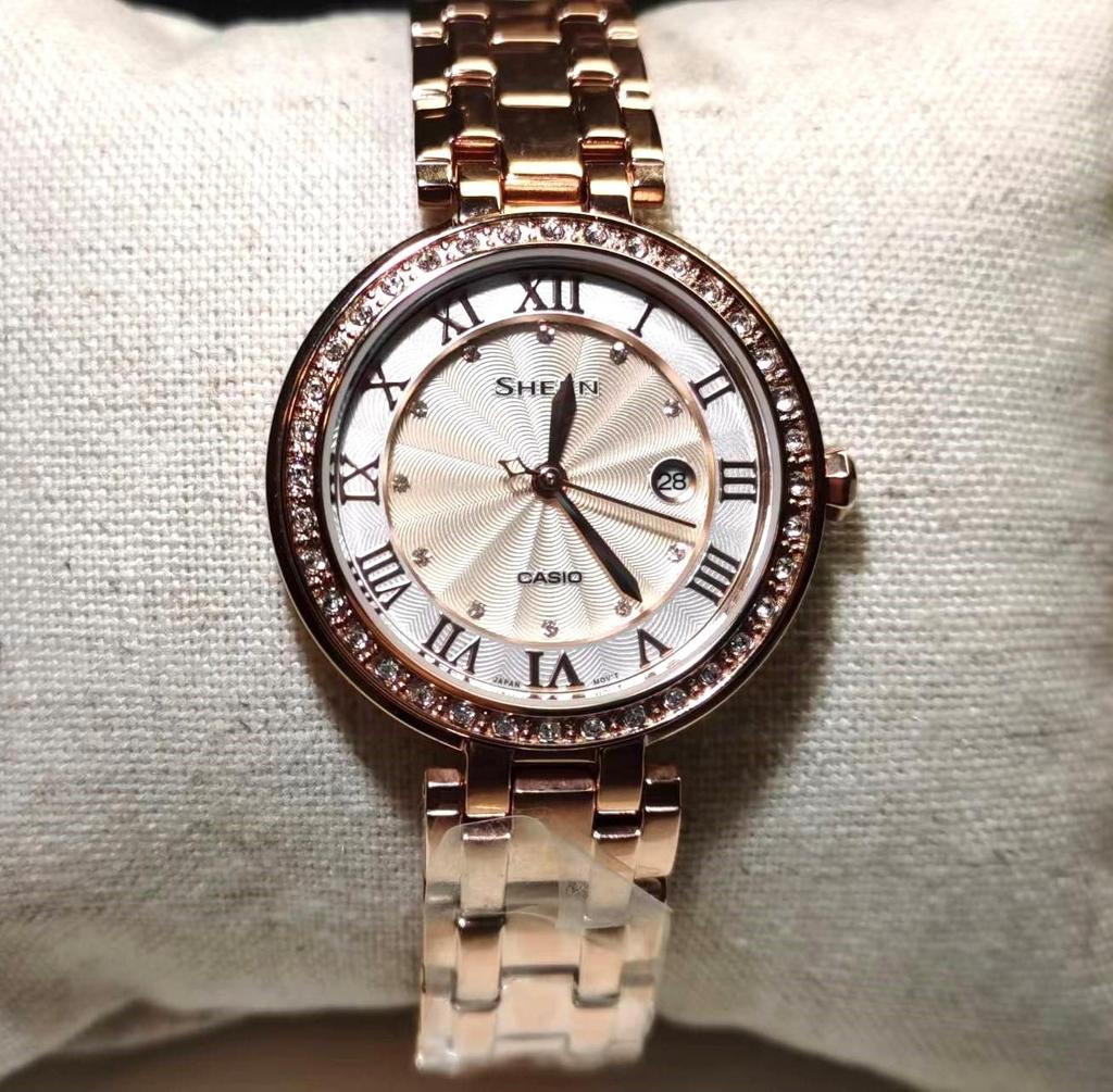 Casio Sheen Crystal Steel Ladies Watch SHE-4034PG-4A
