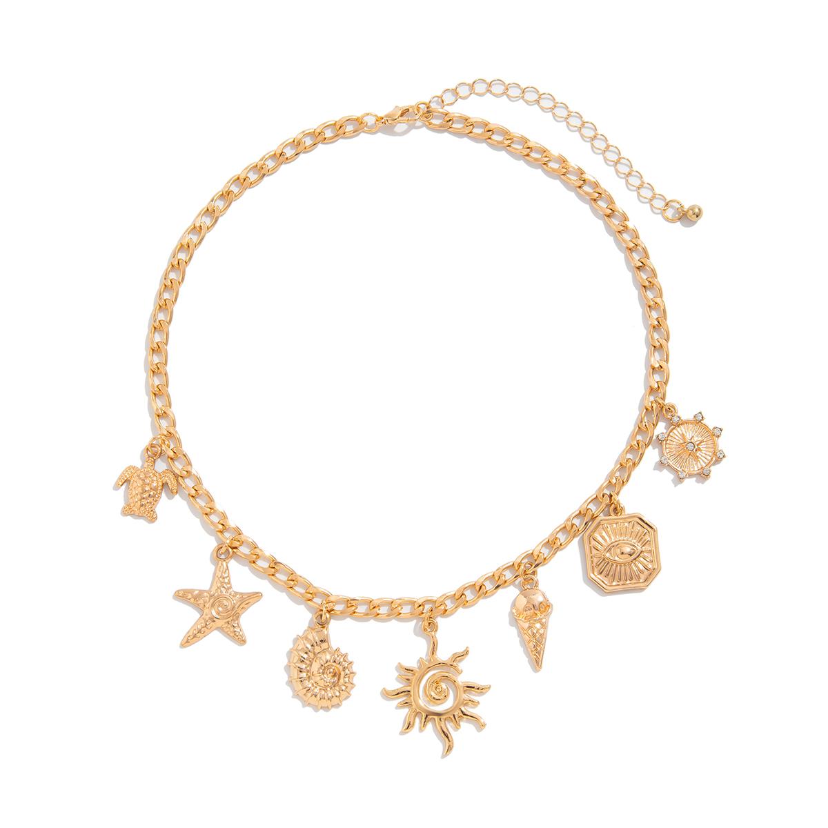 

Ingemark Vintage Metal Love Heart Starfish Pendant Choker Necklace Women Collar Goth Adjustable Chain Summer Neck Jewelry Gift