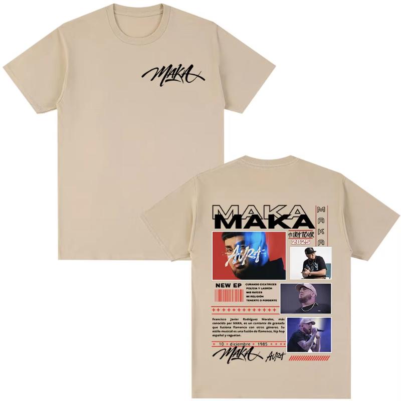 Rapper Maka Aura 2026 Tour Merch T Shirts Men Women Fashion Vintage Street Tshirt Casual Short Sleeve T Shirt Streetwear
