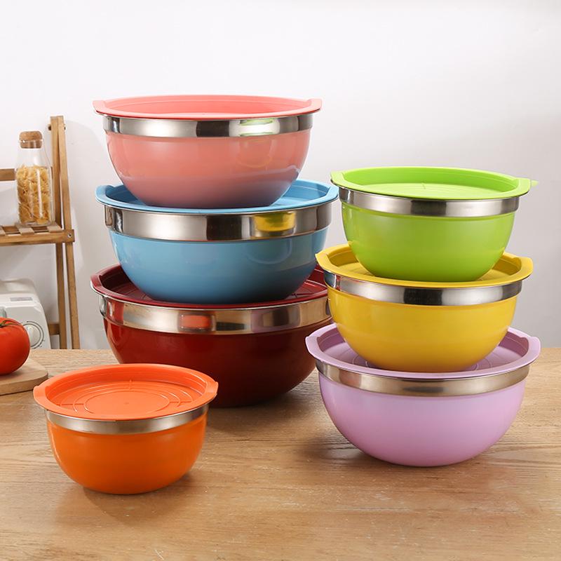 Stainless Steel Mixing Bowl with Lid & Non-slip Silicone Base