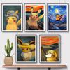 Pokmon Anime Character Pikachu Posters Van Gogh Museum Watercolor Canvas With HD Printed Wall Art Pictures For Living Room Gifts