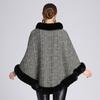 Autumn and Winter Hair Collar Shawl Cape Loose Pullover Sweater Tweed Jacket
