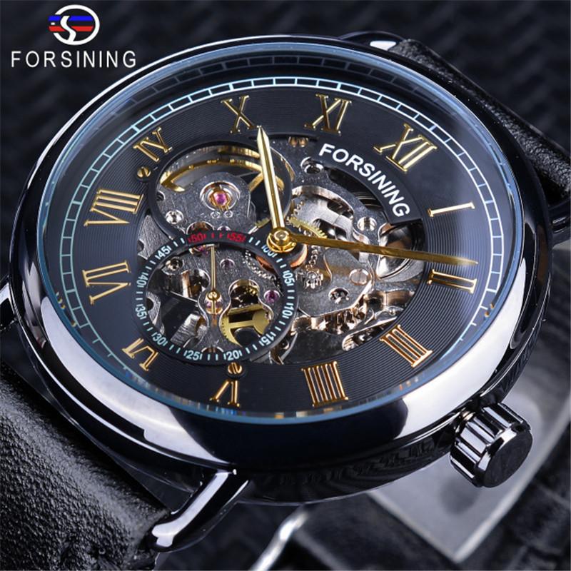 Forsining Watch Men S Fashion Casual Men S Alloy Hollow Waterproof Manual Mechanical Watch