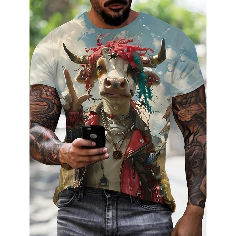 Men's New Summer Trend Top Fashion Cartoon Print Cool T-Shirt