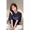 American Trendy Brand Pure Cotton Short-sleeved Women's Summer Fun Dog Print Couple Crew Neck T-shirt Loose Large Size Half-sleeved Top