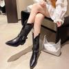 Fashion New Fashion Temperament Fashion Boots Pointed Toe Cutout Woven Women's Shoes 2025 New Boots