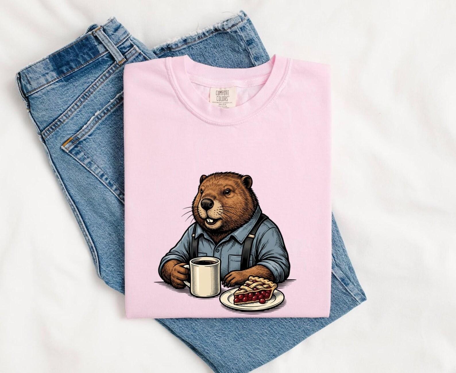 Beaver Espresso Shirt Coffee Wildlife Gift Women Retro Tee Coffee T-Shirt Coffee Fan Vintage Tshirt Animal Graphic Sketch Fruit Tart Tshirt 4XL