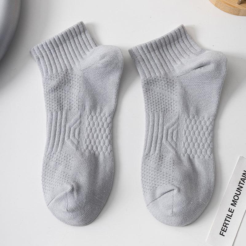 Men's Spring and Summer Simple Pure Color Sports Sweat Absorbent Mesh Breathable Massage Bottom Short Tube Cotton Socks