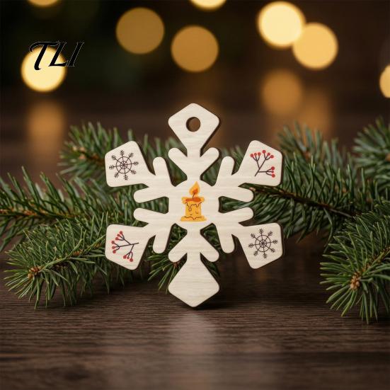 Creative Graffiti Wood Shapes 10Pcs 2D Wooden Christmas Ornaments, Blank DIY Craft Hanging Tags, Unfinished Blanks Tree Decorations, Slices