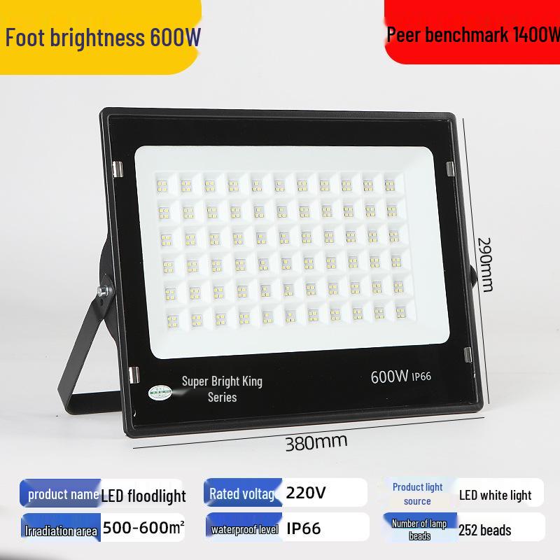 Ultra-Bright High-Power LED Floodlight for Outdoor Stadium and Construction Site Lighting