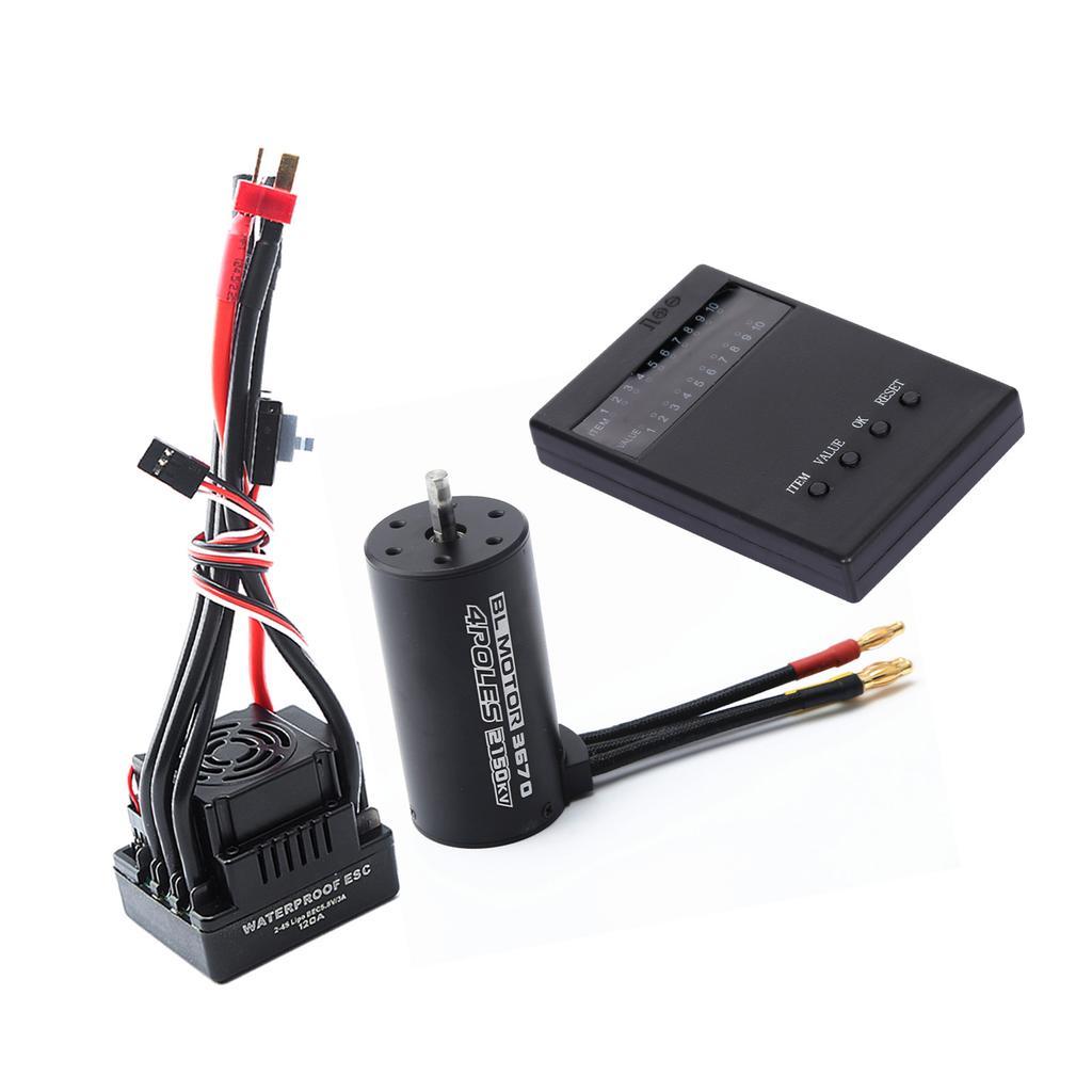 Waterproof 3670 2150KV Brushless Motor 120A Brushless ESC Programming Card Combo Set for 1 8 Remote Control Car Truck