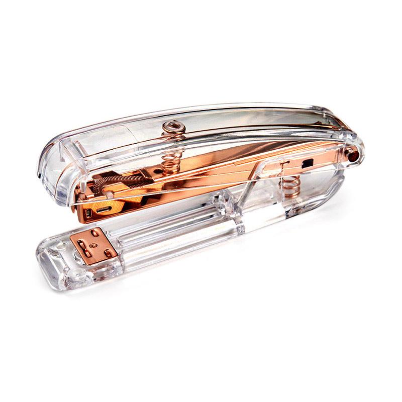Delvtch Transparent Stapler Fit For Metal 12# 24/6 Staples Rose Silver Color Office Accessories School Stationery Binding Supply