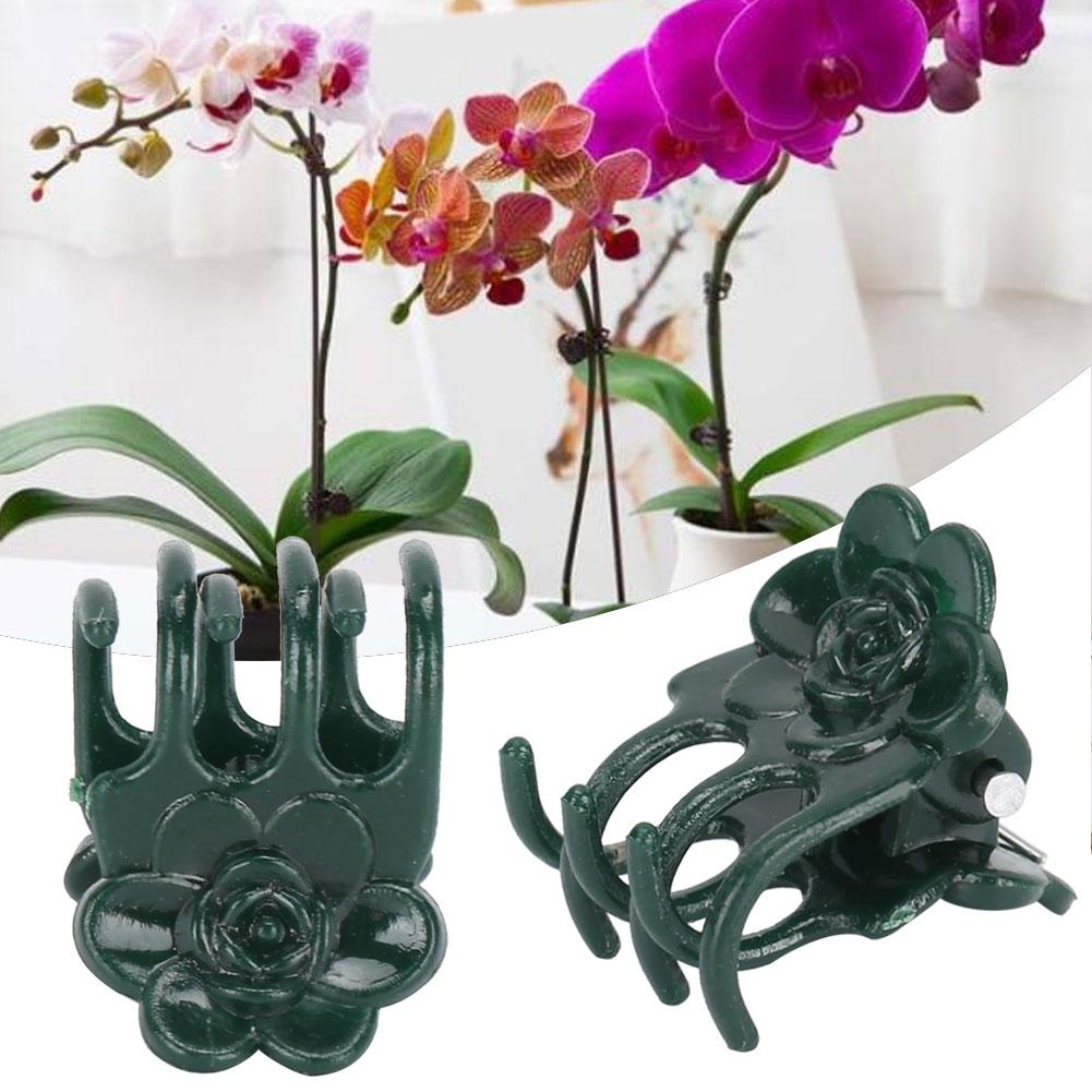 200Pcs Beautiful Rose Shape Plant Clip Garden Flower Stems Support Clips Fixing Tool AccessoryGreen