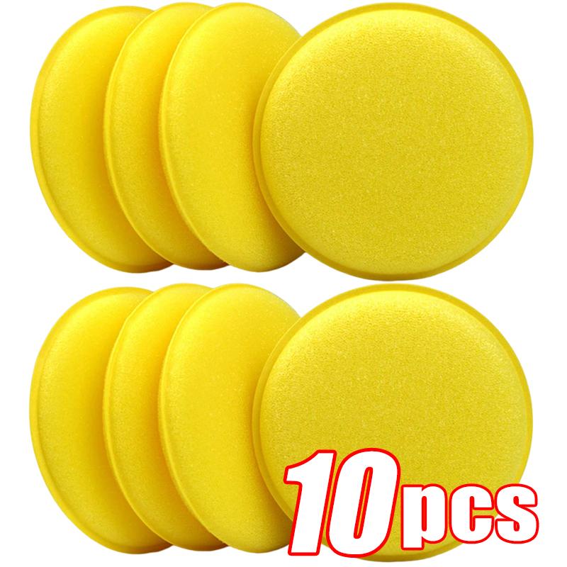 5/30 Buc. Ceară Auto Polish Ceară Spumă Burete Aplicator Paduri 10CM Galben Burete Curățare Curățător Spălător Instrument Spălare Curățare Auto