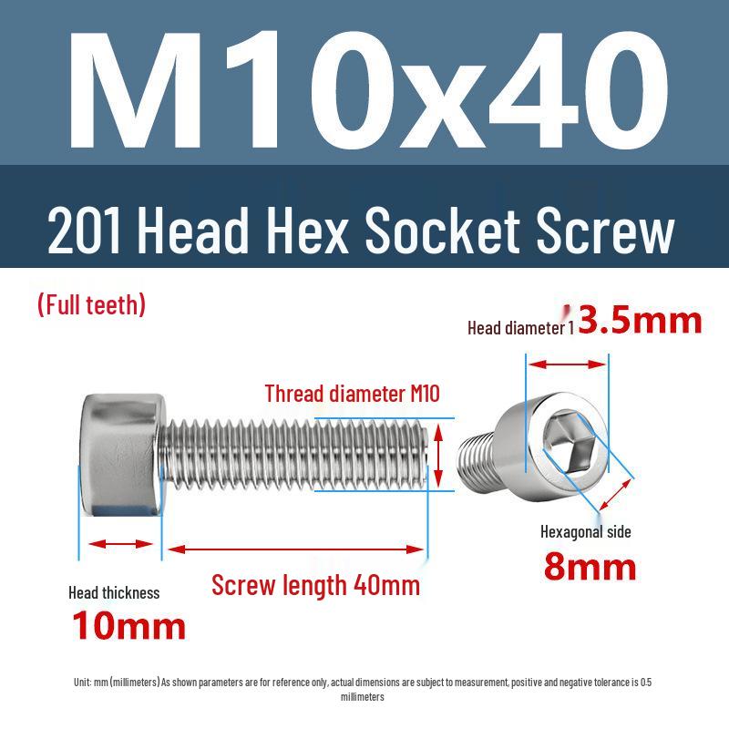 Yigu 201 Stainless Steel Cup Head Hexagon Screws and Bolts - M3, M4, M5, M6