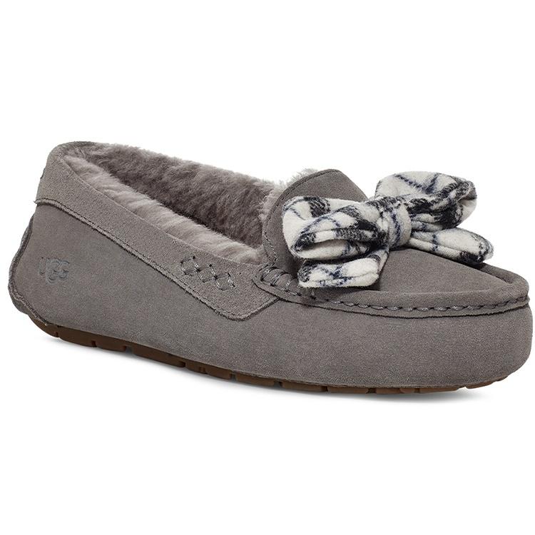 (WMNS) UGG ANSLEY Plaid Bow 'Charcoal' Women's 1127850-CHRC