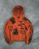 European and American street retro funny ghost print loose zipper long sleeve hoodie sweater