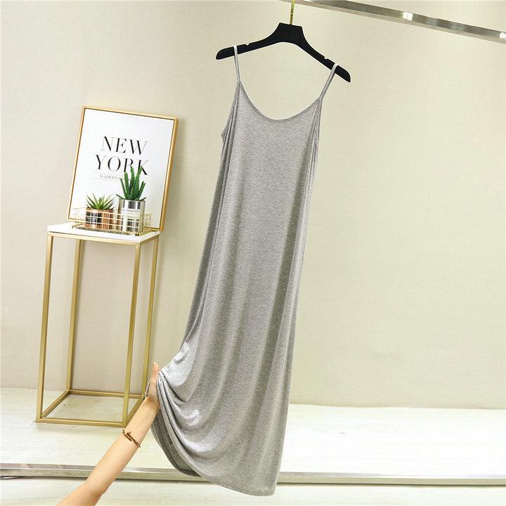 Women's Sleeveless Modal Cotton Slimming Midi Dress - Plus Size, Summer Round Neck Layer Slip
