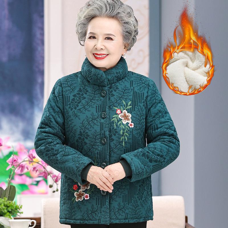 

Женская зимняя хлопковая куртка с велюровой подкладкой для женщин среднего и пожилого возраста 2XL for 100-115 kg