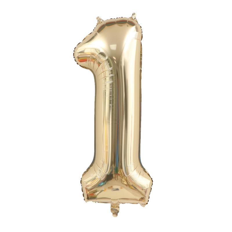 40inch Light Gold Foil Number Balloons for 1st Kids 30th Adult Birthday Party Decoration Supplies Large 0-9 Helium Digit Globos