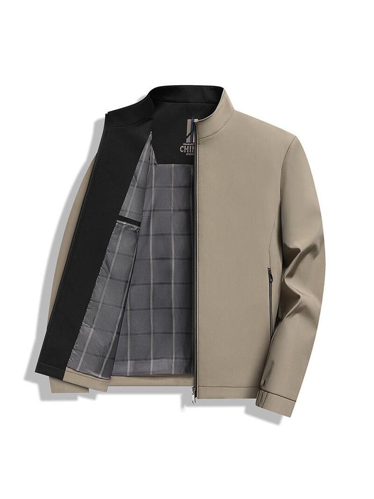 Men's Stand-Up Collar Jacket - Spring/Autumn Casual Outerwear for Middle-Aged and Older Men