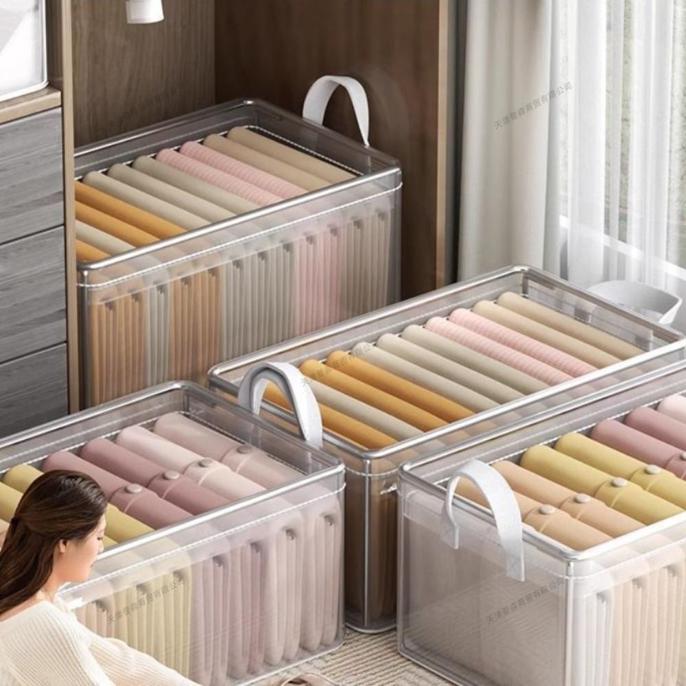 1 Piece PVC Foldable Organizers Transparent Waterproof Stackable Storage Bin for Clothes Quilts Dust-proof Drawer Storage Basket