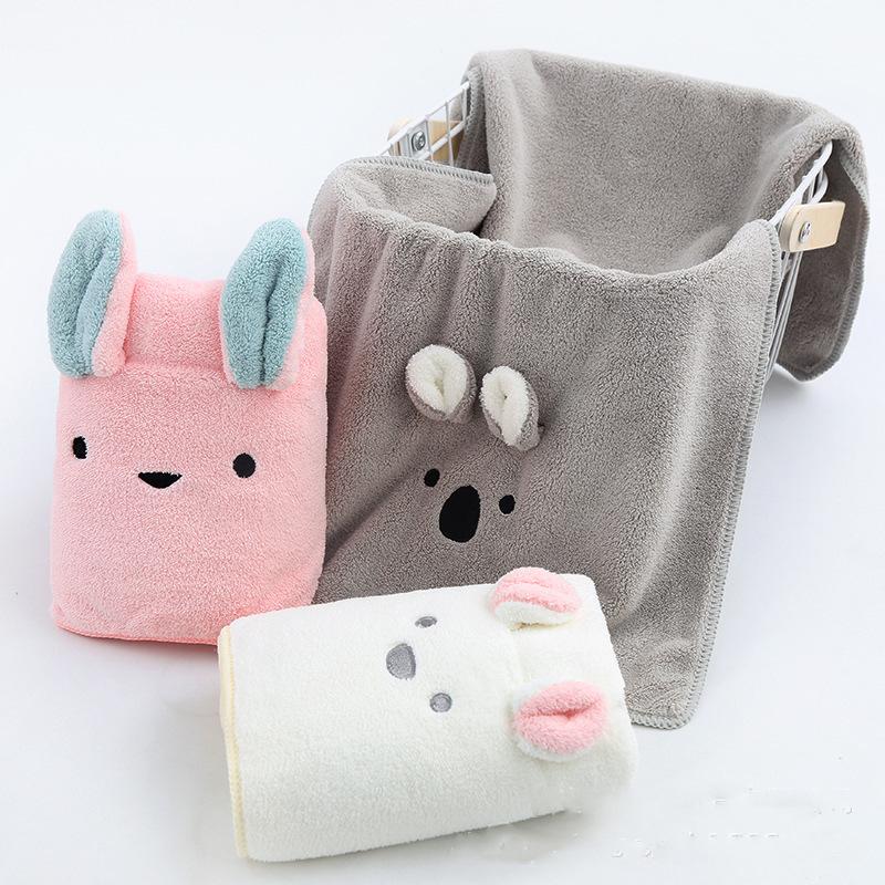 Coral fleece towel set three-dimensional cartoon ins wind soft and absorbent cute, thickened student bath