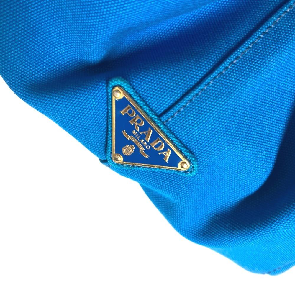 PRADA Canapa logo Bag Shoulder Bag Tote Bag Canvas blue/White