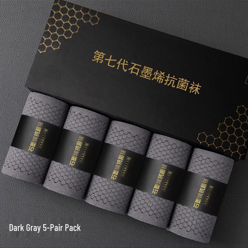 Ginger Graphene Men's 7th Gen Antibacterial Business Mid-Calf Socks, Breathable, Sweat-Absorbent Cotton for Autumn/Winter