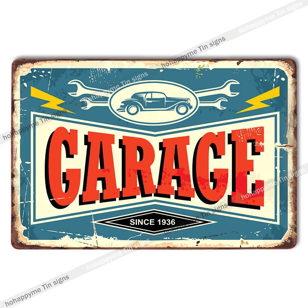 Garage Metal Tin Sign Wall Art Plaque Retro Vintage Auto Repair Shop Decor Man Cave Mechanic Tire Service Bar Pub Decoration