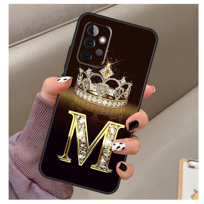Letter Monogram Goud Marmeren Hoesje Voor Samsung Galaxy A56 A16 A26 A36 A06 A52 A53 A33 A13 A34 A54 A14 A15 A35 A55 A22 A32