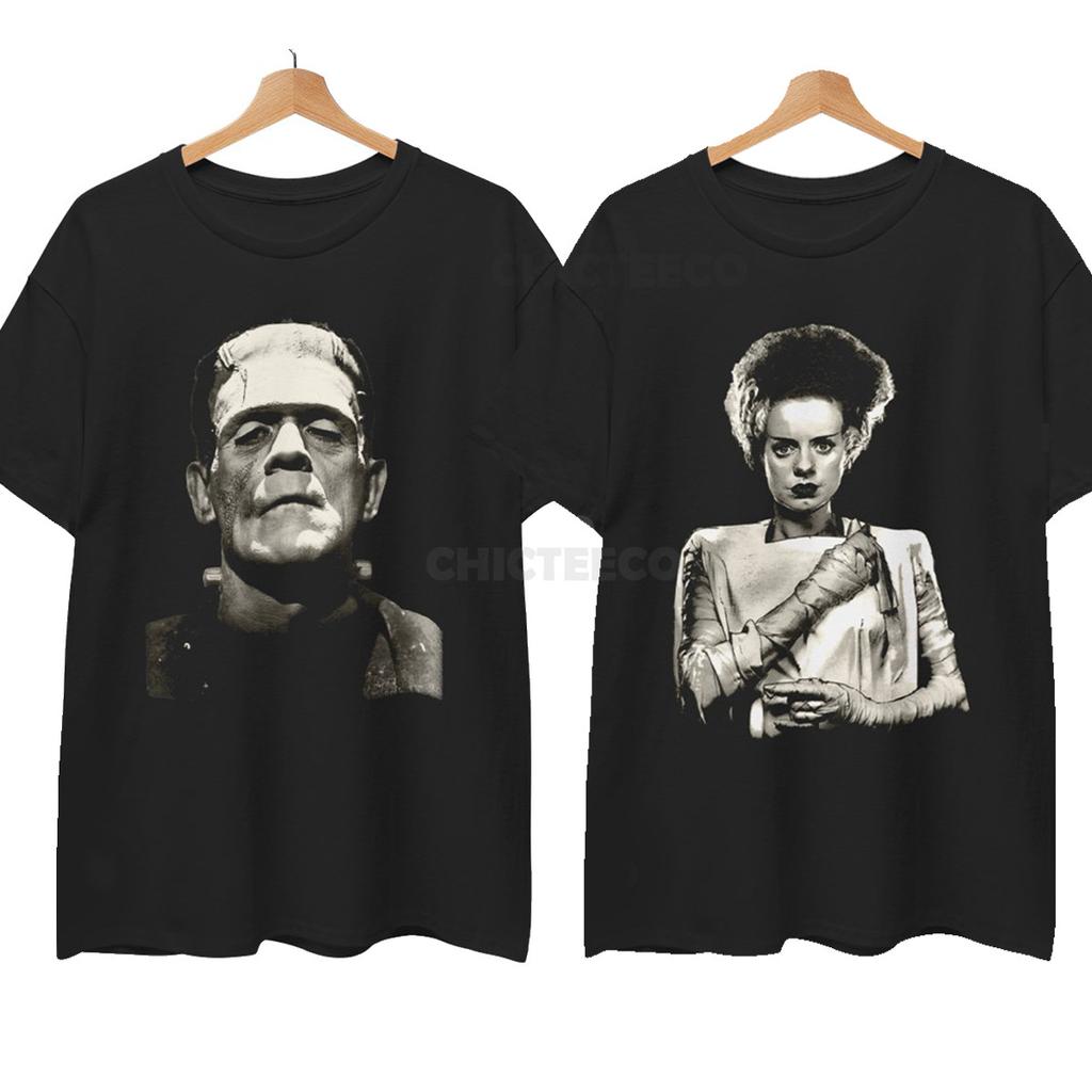 26 Frankenstein & Bride Couple Shirt Halloween Horror Goth Classic Unisex Tee Unisex T-Shirt