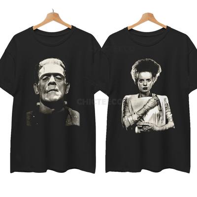 Frankenstein & Bride Couple Shirt Halloween Horror Goth Classic Unisex Tee
