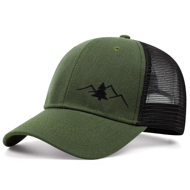 Summer mesh breathable baseball cap, mountain pine embroidered cap, men's and women's outdoor sunshade mesh cap